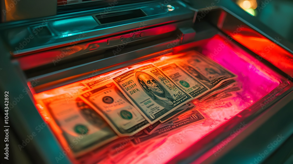 Money Counter with Red and Blue Light, cash, bill, dollar, dollars, us dollar Money Counter with Red and Blue Light, cash, bill, dollar, dollars, us dollar