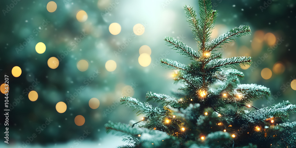 Christmas tree on a teal background, creating a modern and festive holiday theme Christmas tree on a teal background, creating a modern and festive holiday theme