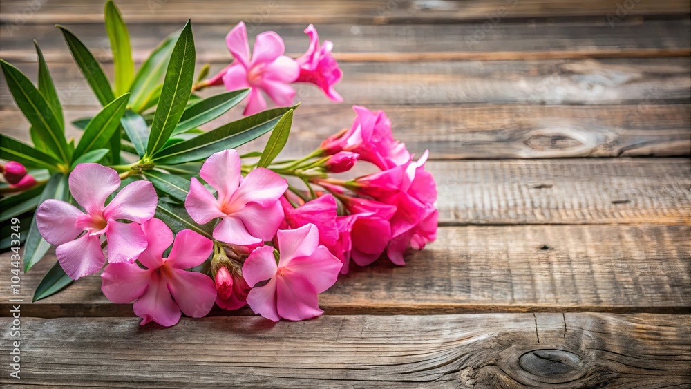 A delicate cluster of vibrant pink flowers rests upon weathered wooden planks, a subtle contrast of fragility and resilience. A delicate cluster of vibrant pink flowers rests upon weathered wooden planks, a subtle contrast of fragility and resilience.