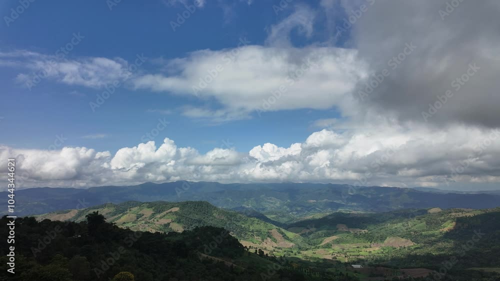 Time lapse pan shot of Landscape mountain and clouds in Thailand Time lapse pan shot of Landscape mountain and clouds in Thailand