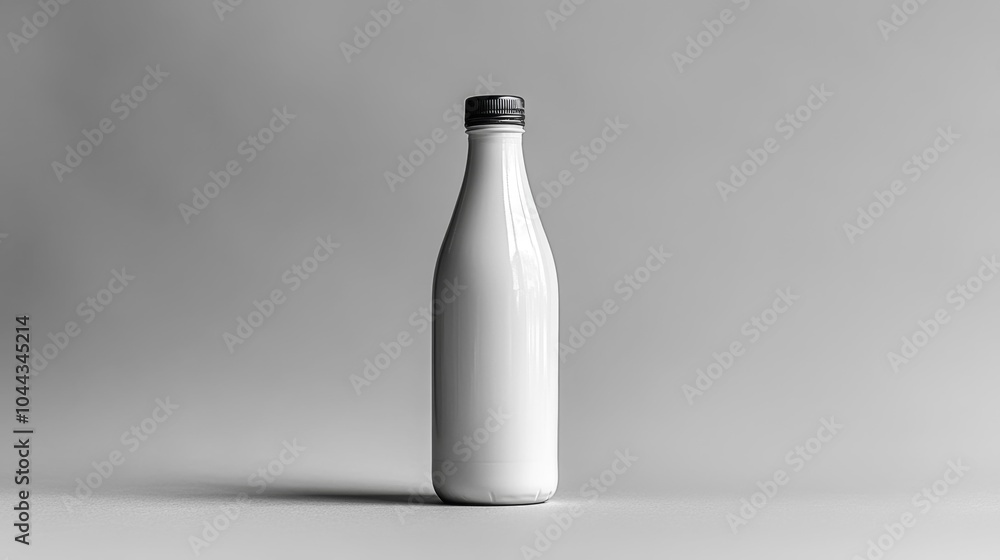 Minimalist white water bottle mockup with a sleek design on a clean white background ideal for branding presentations and product showcases.. Generative AI Minimalist white water bottle mockup with a sleek design on a clean white background ideal for branding presentations and product showcases.. Generative AI