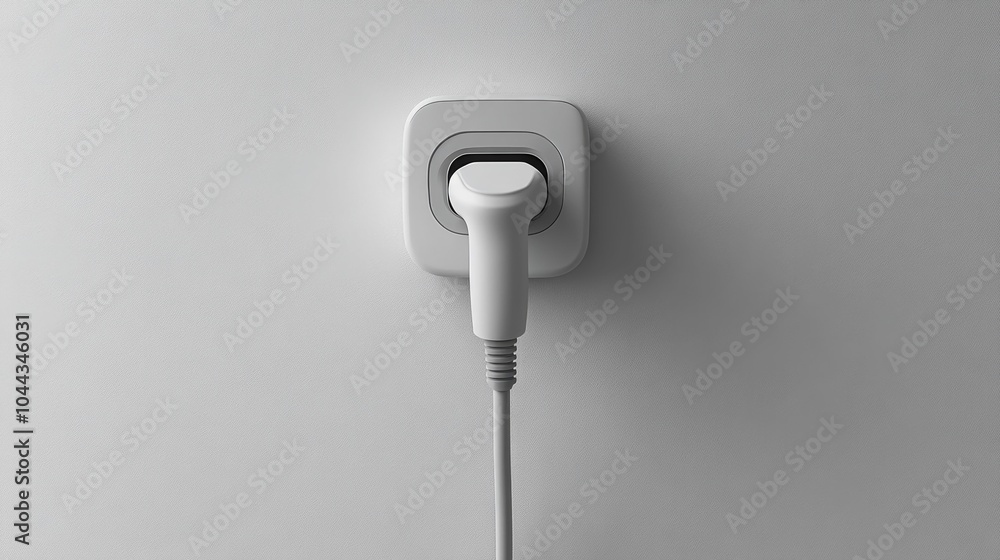 A modern white car charger plugged into a wall outlet, placed on a white background. Ideal for tech product branding, advertising, or eco-friendly automotive promotions. A modern white car charger plugged into a wall outlet, placed on a white background. Ideal for tech product branding, advertising, or eco-friendly automotive promotions.