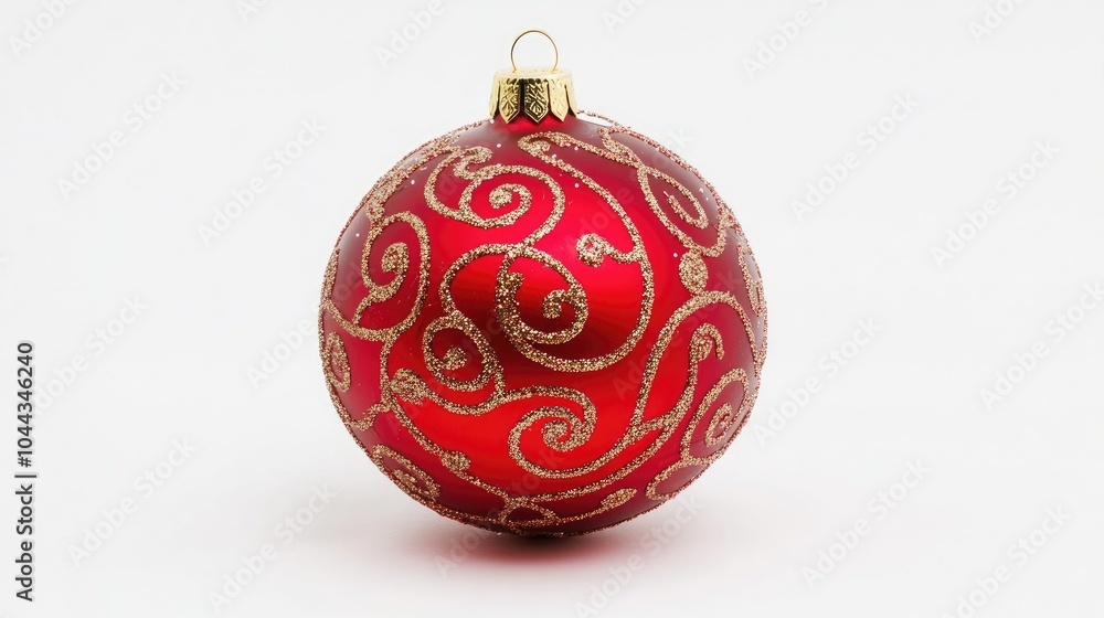 Vibrant Red Christmas Ornament with Gold Swirls Vibrant Red Christmas Ornament with Gold Swirls