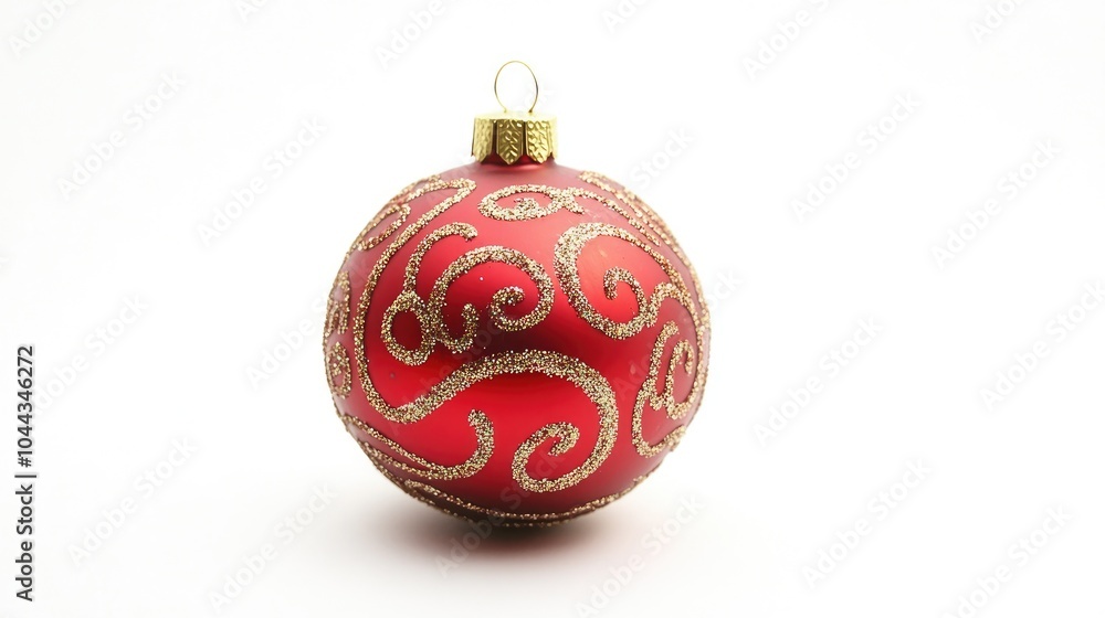 Vibrant Red Christmas Ornament with Gold Swirls Vibrant Red Christmas Ornament with Gold Swirls