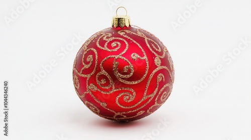 Vibrant Red Christmas Ornament with Gold Swirls