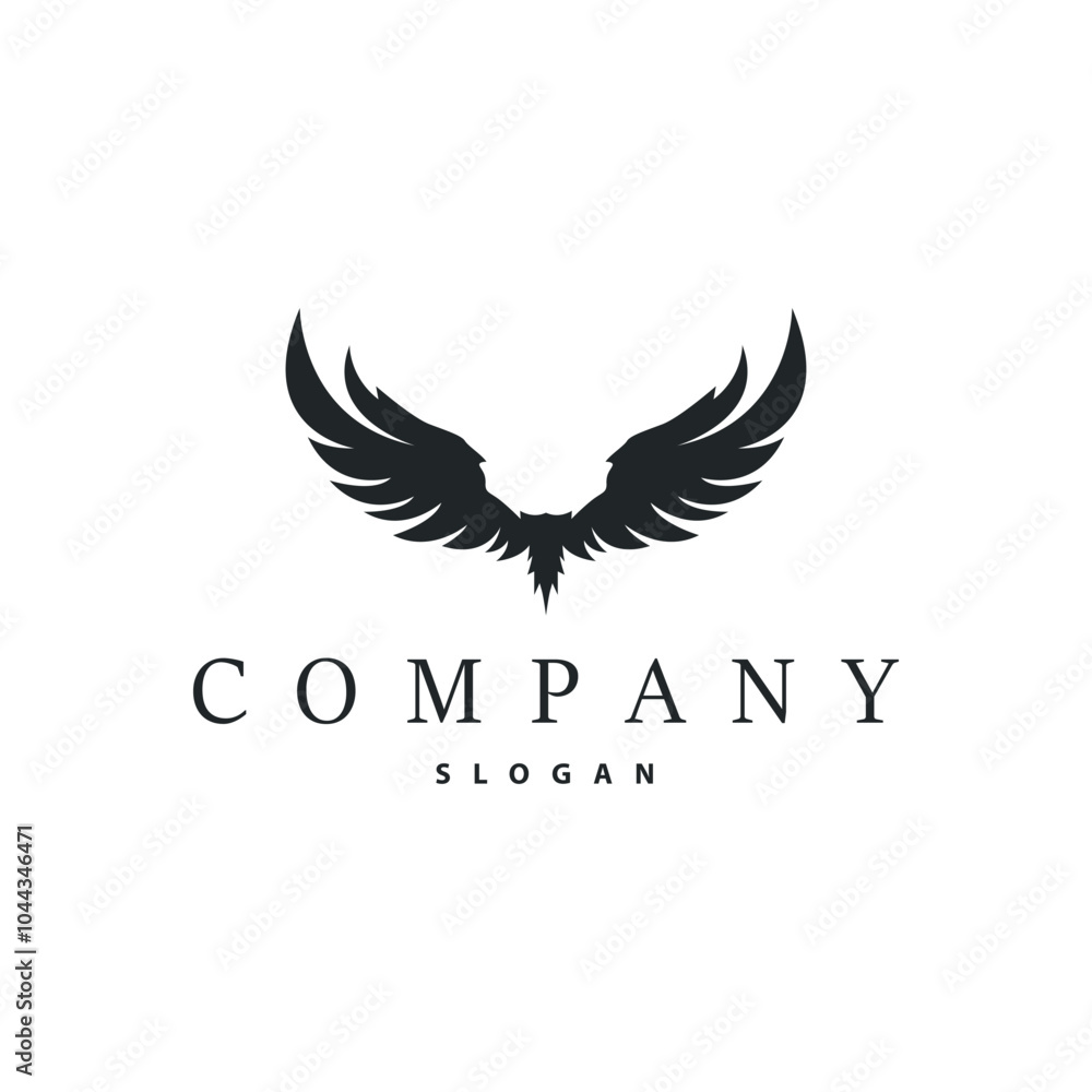 Black silhouette animal wings with simple and minimalist wing logo design concept Black silhouette animal wings with simple and minimalist wing logo design concept