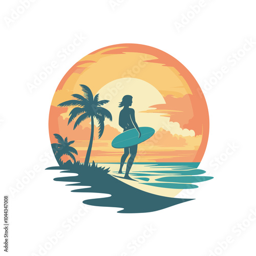 tropical summer illustration vintage t-shirt palm vintage vector illustration paradisebeach