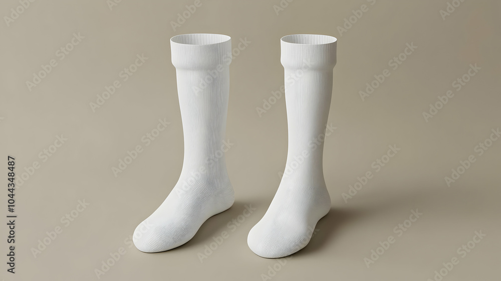 Pair of White Socks on Tan Background, blank socks, new socks, clean socks, cotton socks, pair of socks Pair of White Socks on Tan Background, blank socks, new socks, clean socks, cotton socks, pair of socks
