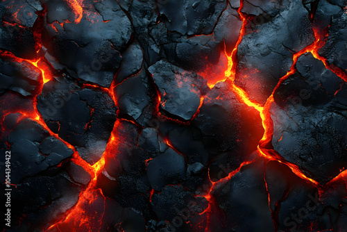 Realistic Volcanic Magma Lava Flowing Between Cracks