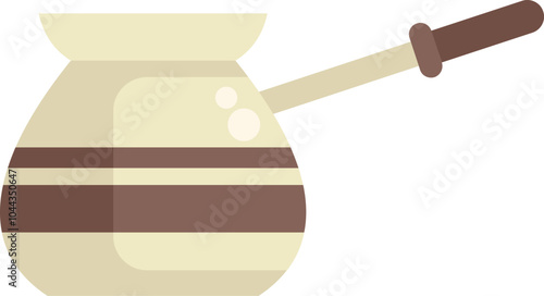 Traditional turkish coffee pot cezve with long handle making coffee