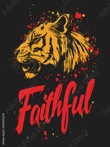 Bold Faithful T-Shirt Design in Gold and Red