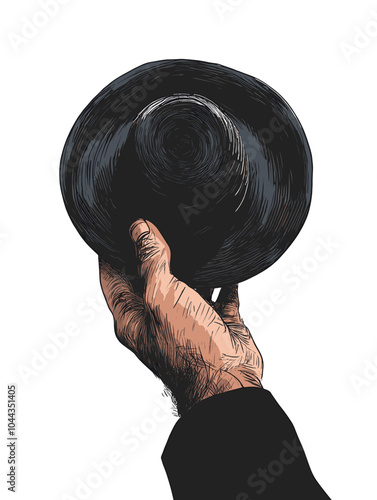 Top View of Hand Holding Black Muslim Fez