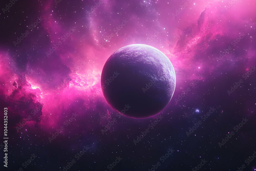 Purple Galaxy Space Illustration with Planet and Stars Purple Galaxy Space Illustration with Planet and Stars