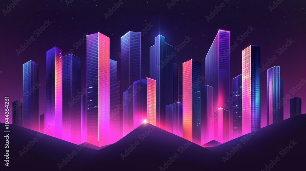 Abstract Neon Nightscape with High Contrast Lighting Abstract Neon Nightscape with High Contrast Lighting