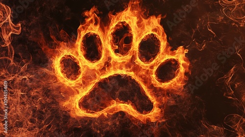 Fiery orange paw logo design with bold and vibrant colors. A dynamic and energetic symbol, perfect for branding related to animals, sports teams, or outdoor activities, with a strong and eye-catching  photo