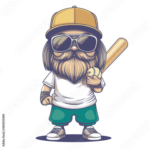 Character design holding a baseball bat is suitable for screen printing on clothes photo