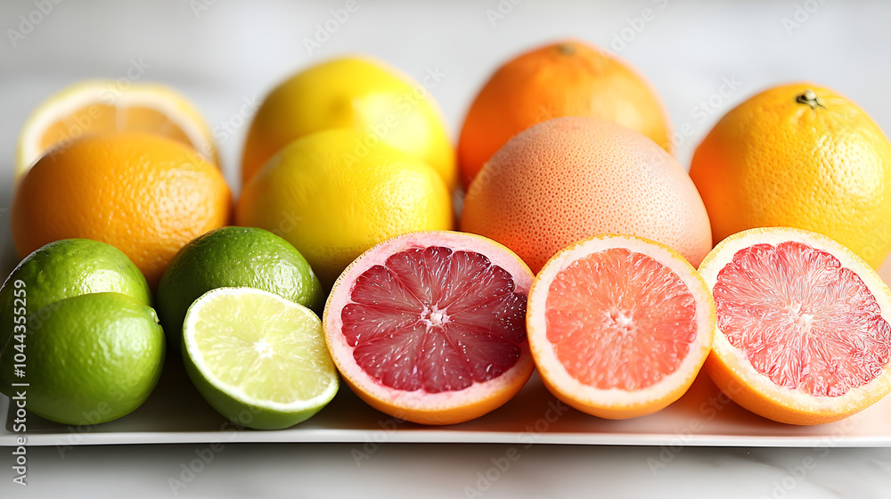 blood oranges, pink grapefruits, and limes in a colorful arrangement blood oranges, pink grapefruits, and limes in a colorful arrangement