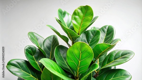 Wallpaper Mural Vibrant green Ficus Lyrata leaves standing out against a white background, Ficus Lyrata, green leaves Torontodigital.ca