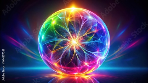 Colorful energy globe shining with vibrant fluorescent colors, energy, globe, colorful, vibrant, fluorescent