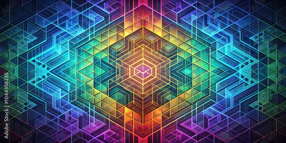 Obraz premium Abstract geometric pattern design inspired by the ChaCha12 encryption algorithm, abstract, geometric, pattern