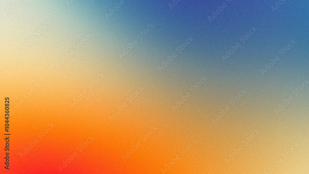 Naklejka premium Blue orange soft color grainy gradient backdrop design, abstract noisy, light, bright, vibrant, glowing gradient, cover, banner, poster.