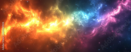 Cosmic Abstract Background Illustration: Nebula, Stars, and Galaxy