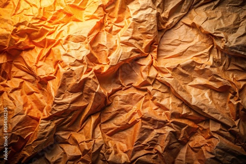 Seasonal background of crumpled paper in gradient orange and brown