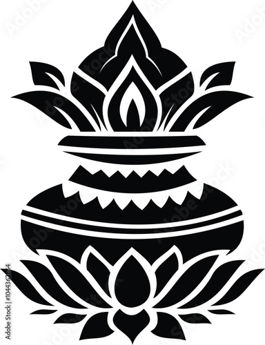 Wedding clip art of the Kalash, black and white line drawing