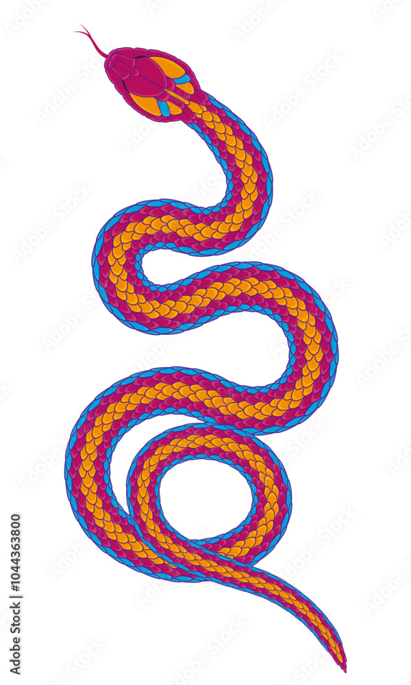 Naklejka premium abstract orange cartoon snake pattern