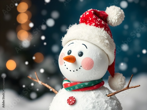 snowman with christmas hat