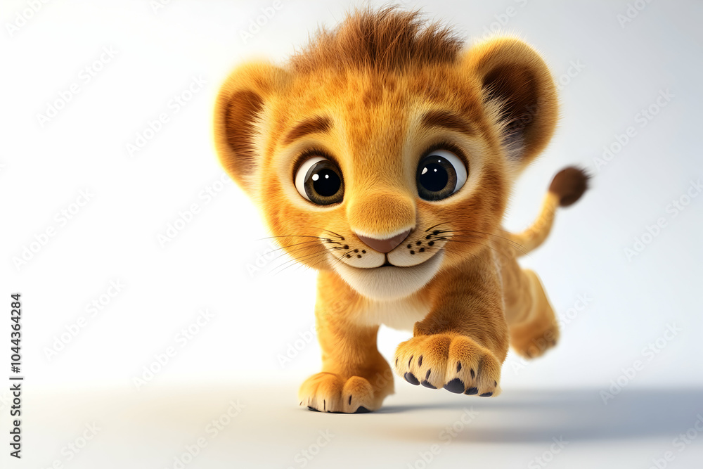 Fototapeta premium baby lion cute playing and run around