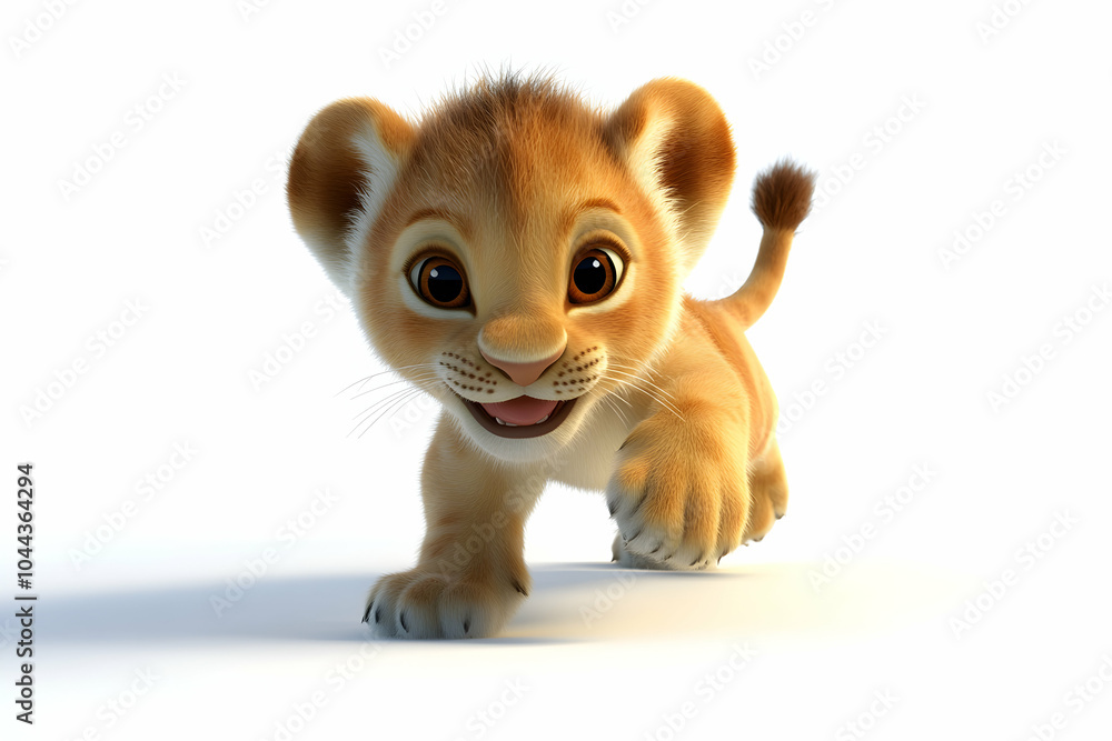 litte lion cute playing and run around litte lion cute playing and run around