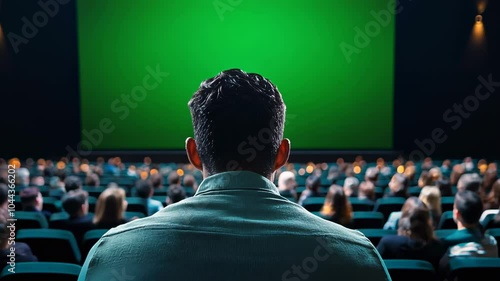 Man watching movie in a cinema, movie theatre, film, entertainment, leisure, audience photo