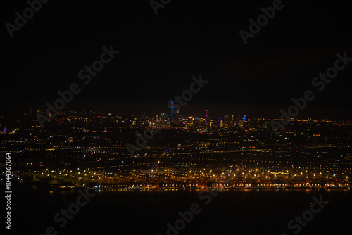 Shanghai - Aerial view of Dishui Lake and harbor at night #1044367064