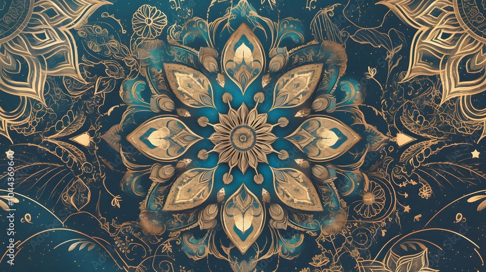 Intricate mandala patterns in shades of turquoise and gold, creating a mesmerizing and visually striking wallpaper perfect for relaxation and focus. Intricate mandala patterns in shades of turquoise and gold, creating a mesmerizing and visually striking wallpaper perfect for relaxation and focus.