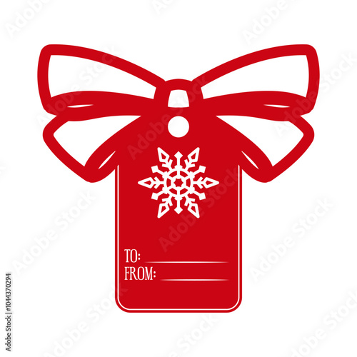 Christmas personalized tag design with snowflake. Holiday template for Xmas handmade gifts. Vector illustration