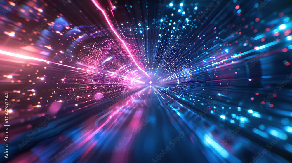 Fototapeta premium neon light in pink and blue illuminated laser