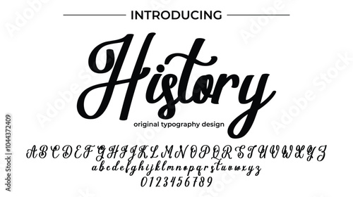 History Font Stylish brush painted an uppercase vector letters, alphabet, typeface