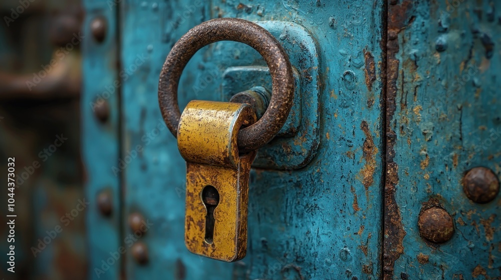 Rusted Metal Door with a Keyhole and a Ring Rusted Metal Door with a Keyhole and a Ring