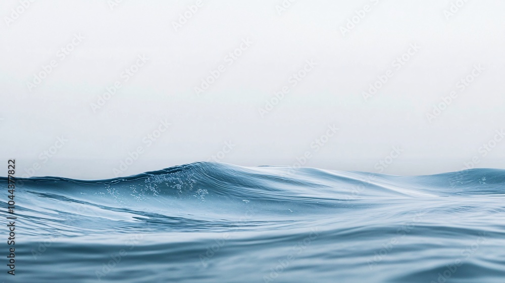 Fototapeta premium Calm ocean waves gently rolling under a clear, serene atmosphere, creating a soothing and tranquil seascape, perfect for relaxation and reflections.