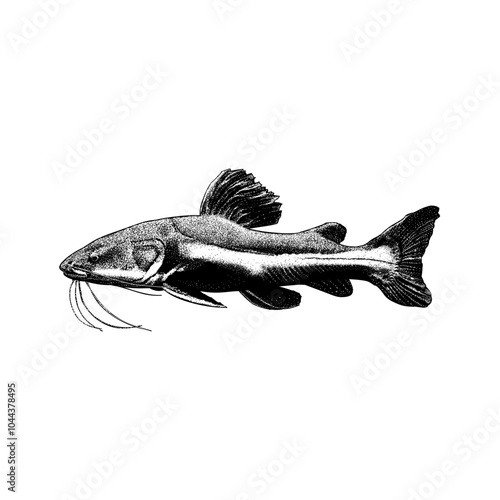 Redtail Catfish hand drawing vector isolated on background.