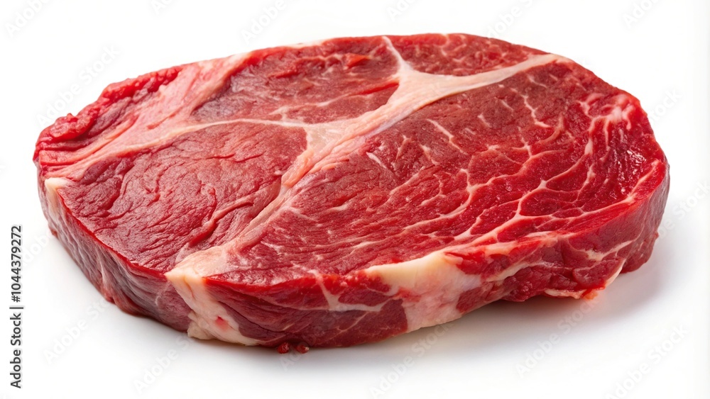 Raw beef steak isolated on white background, symmetrical Raw beef steak isolated on white background, symmetrical