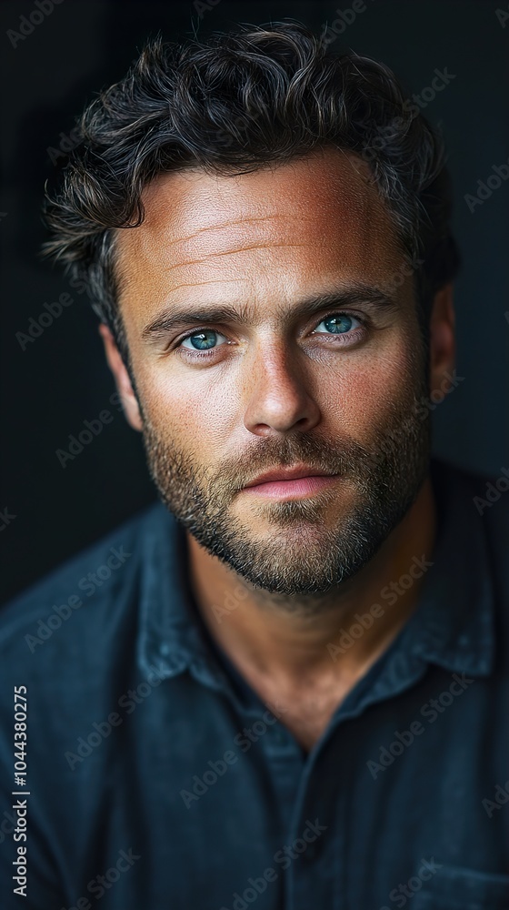 Portrait of a Handsome Man with Blue Eyes and a Beard Portrait of a Handsome Man with Blue Eyes and a Beard