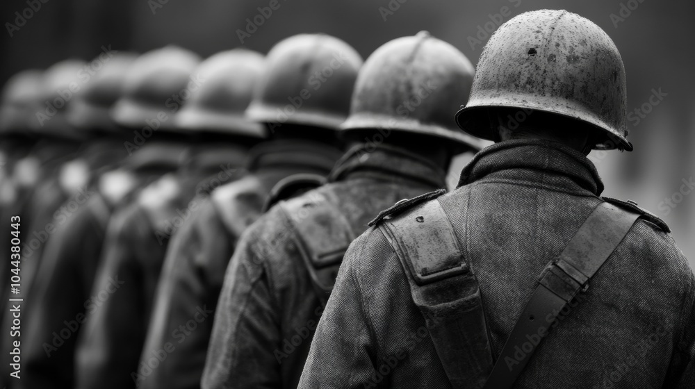 Fototapeta premium illustration of a row of german soldiers