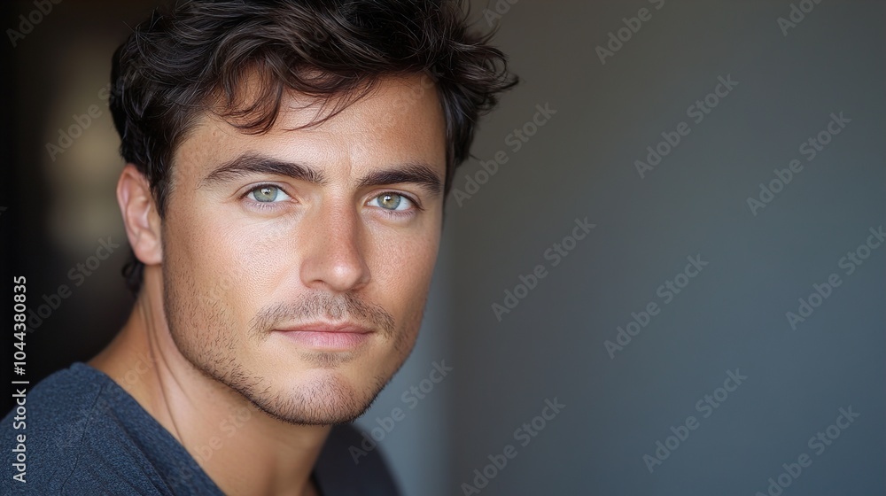 Fototapeta premium Intense Portrait of a Young Man with Green Eyes