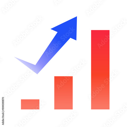 勢いよく上昇するグラデーションの矢印とグラフ