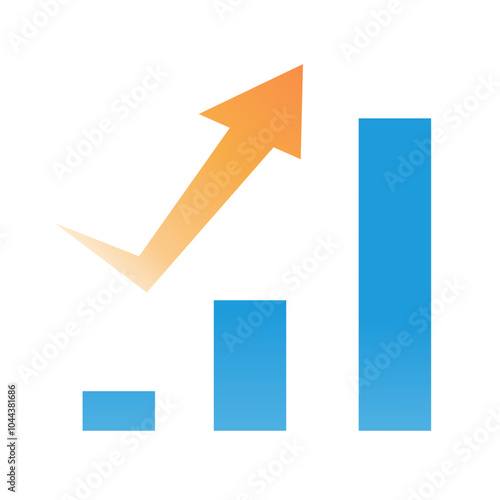 勢いよく上昇するグラデーションの矢印とグラフ