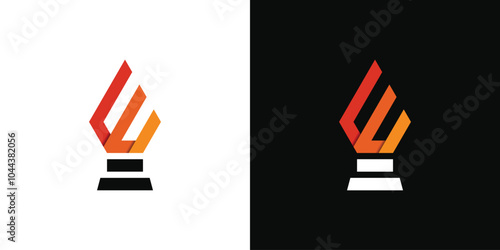Creative modern fire torch logo design. Premium Vector