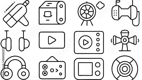 Forty Audio and Video Icons: Multimedia, Podcast, Streaming, Broadcast, Design