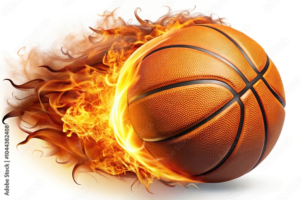 Fototapeta premium Realistic basketball on fire isolated in white background